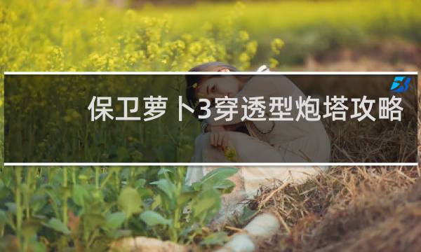 保卫萝卜3穿透型炮塔攻略