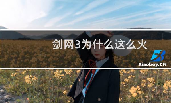 剑网3为什么这么火