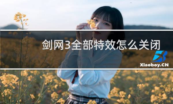 剑网3全部特效怎么关闭