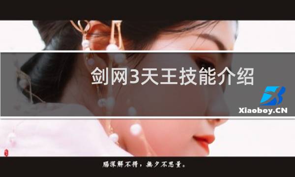 剑网3天王技能介绍