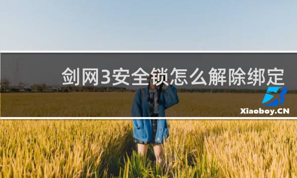 剑网3安全锁怎么解除绑定