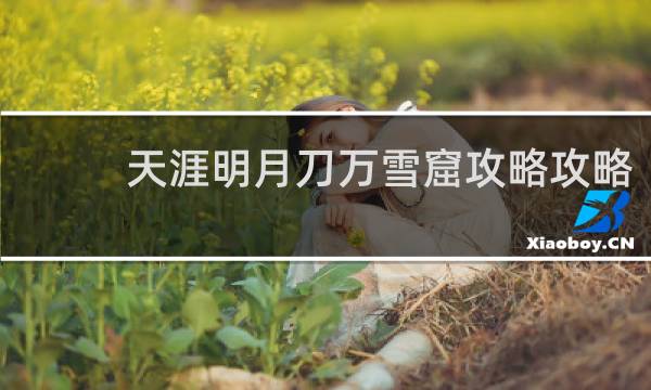 天涯明月刀万雪窟攻略攻略