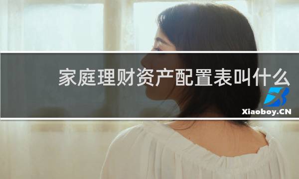 家庭理财资产配置表叫什么