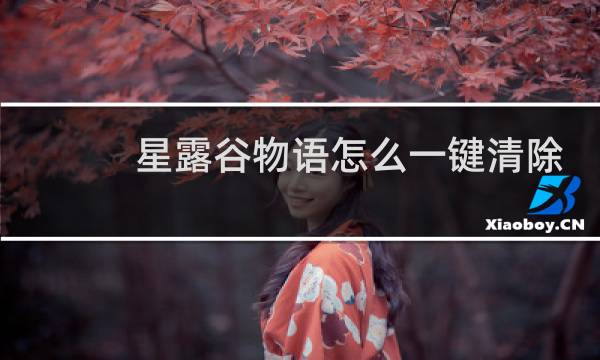星露谷物语怎么一键清除