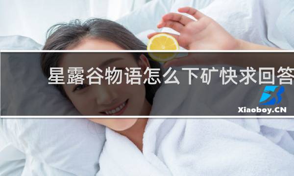 星露谷物语怎么下矿快求回答