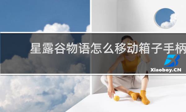 星露谷物语怎么移动箱子手柄