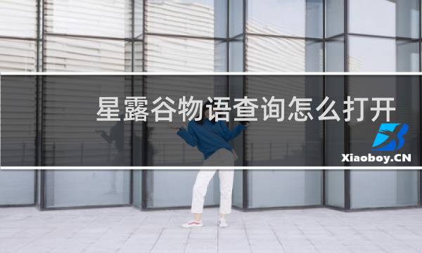 星露谷物语查询怎么打开