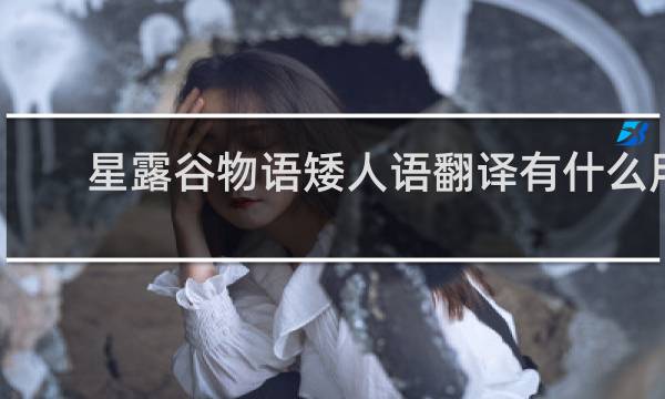 星露谷物语矮人语翻译有什么用
