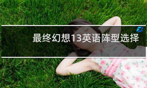 最终幻想13英语阵型选择