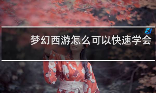 梦幻西游怎么可以快速学会