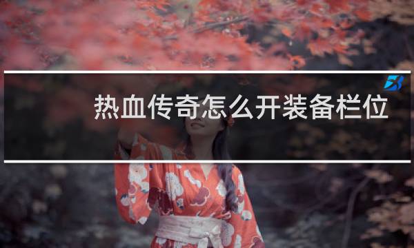 热血传奇怎么开装备栏位