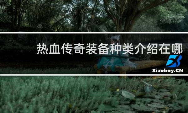 热血传奇装备种类介绍在哪