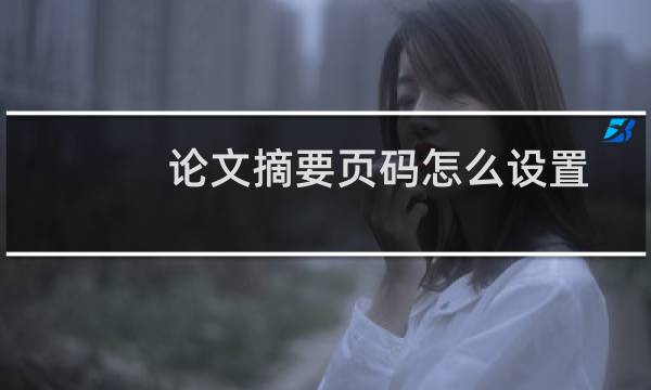 论文摘要页码怎么设置