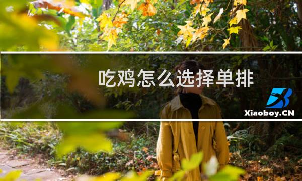 吃鸡怎么选择单排