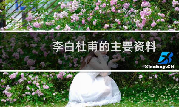 李白杜甫的主要资料