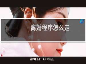 离婚程序怎么走