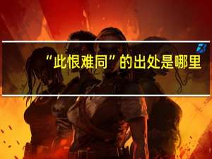 “此恨难同”的出处是哪里