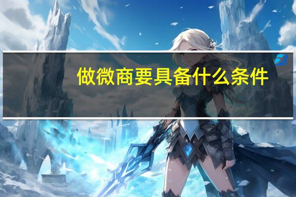 做微商要具备什么条件