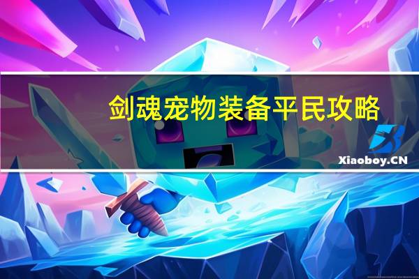 剑魂宠物装备平民攻略