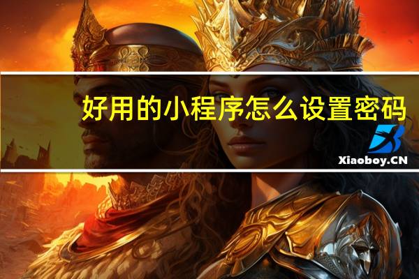 好用的小程序怎么设置密码