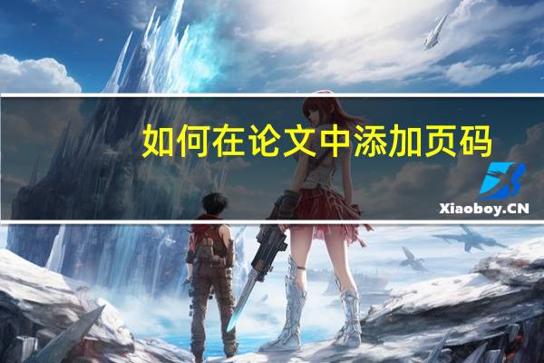 如何在论文中添加页码