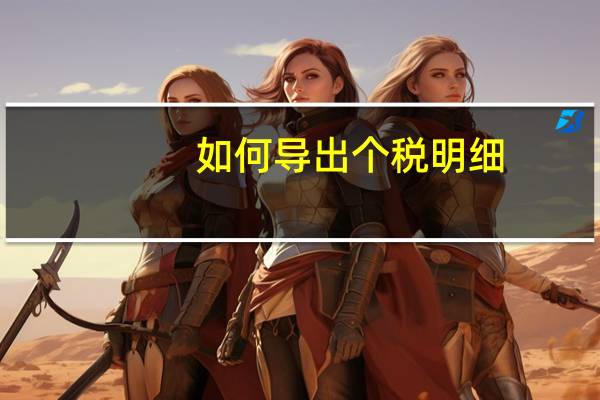 如何导出个税明细