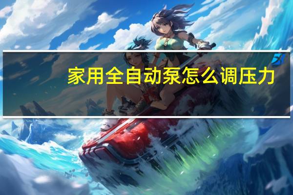 家用全自动泵怎么调压力