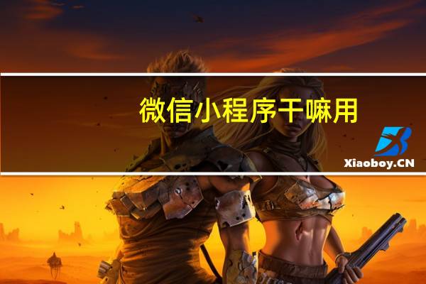 微信小程序干嘛用