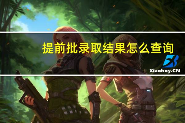 提前批录取结果怎么查询