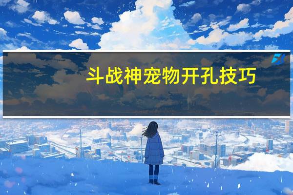 斗战神宠物开孔技巧