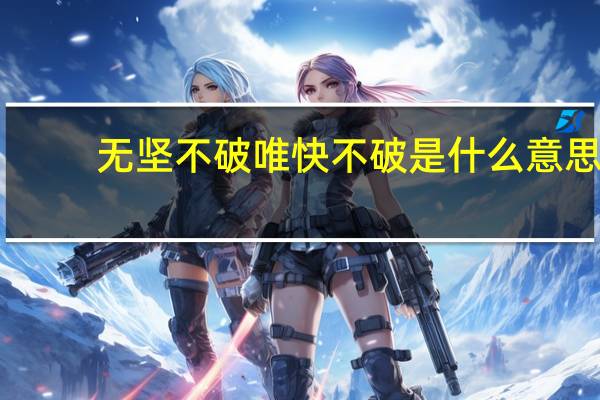 无坚不破唯快不破是什么意思