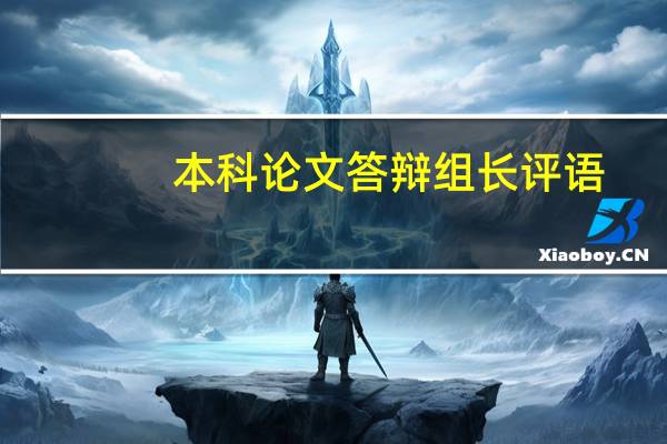 本科论文答辩组长评语