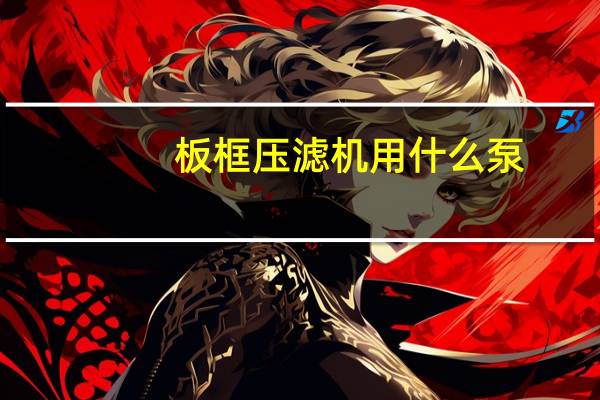 板框压滤机用什么泵