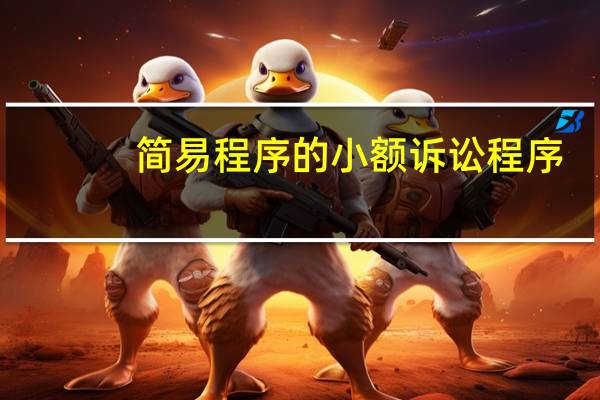 简易程序的小额诉讼程序