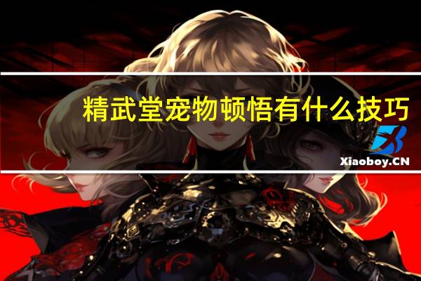 精武堂宠物顿悟有什么技巧