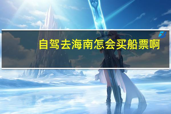 自驾去海南怎会买船票啊