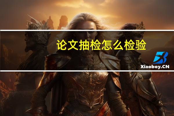 论文抽检怎么检验