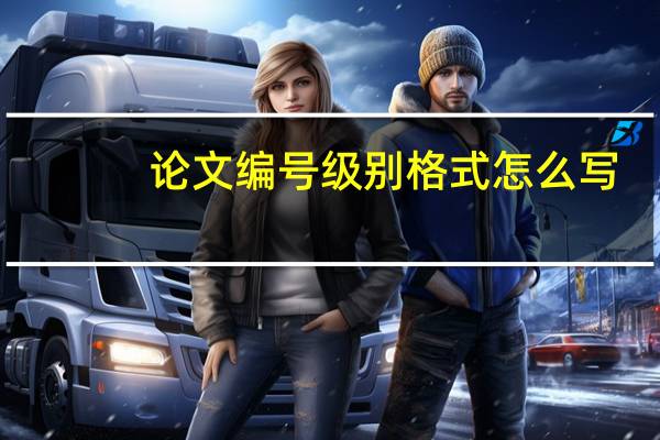 论文编号级别格式怎么写