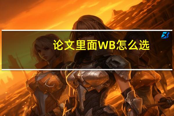 论文里面WB怎么选