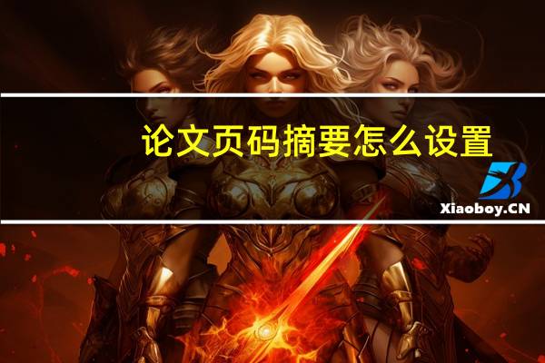 论文页码摘要怎么设置