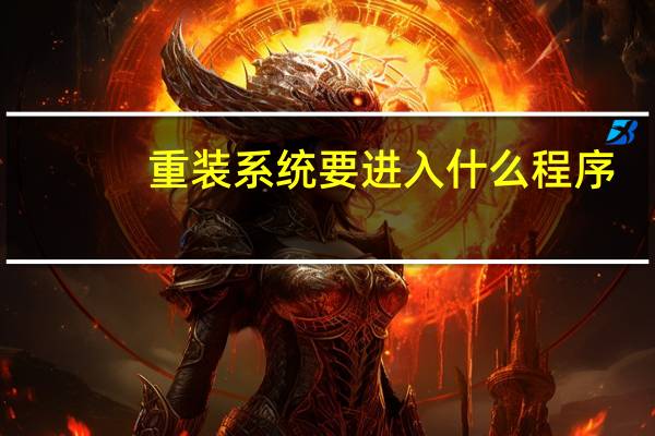 重装系统要进入什么程序