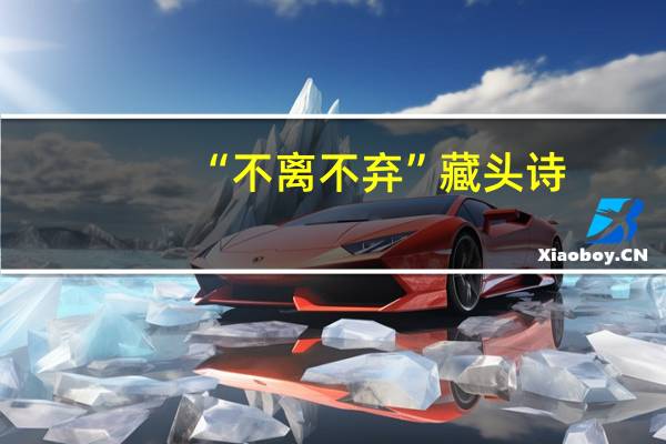 “不离不弃”藏头诗