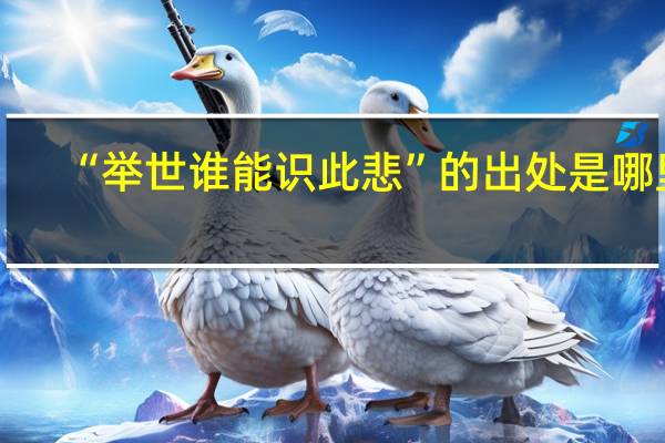 “举世谁能识此悲”的出处是哪里