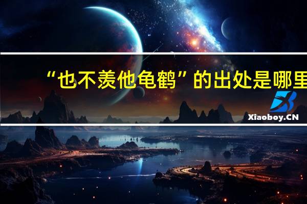 “也不羡他龟鹤”的出处是哪里