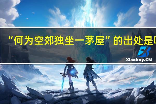 “何为空郊独坐一茅屋”的出处是哪里