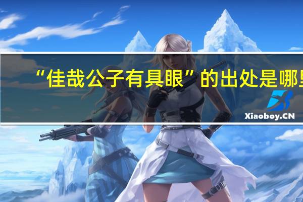 “佳哉公子有具眼”的出处是哪里