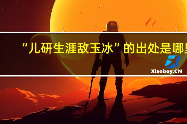 “儿研生涯敌玉冰”的出处是哪里