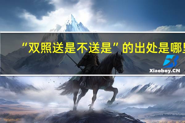 “双照送是不送是”的出处是哪里