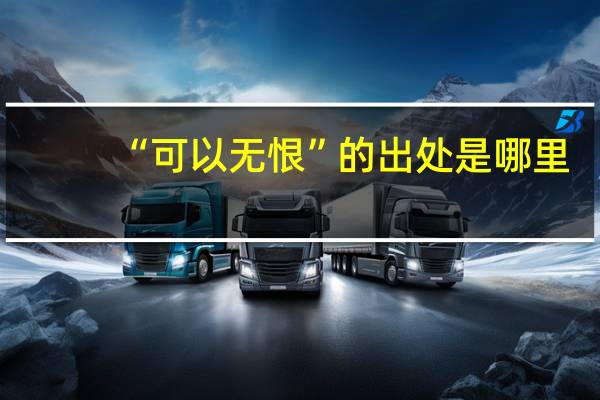 “可以无恨”的出处是哪里