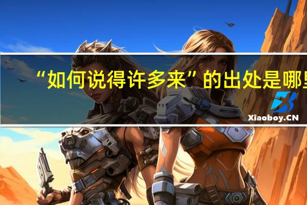 “如何说得许多来”的出处是哪里